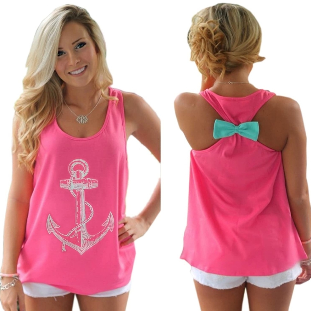 Yipost Anchor Graphic Back Bow Tank
